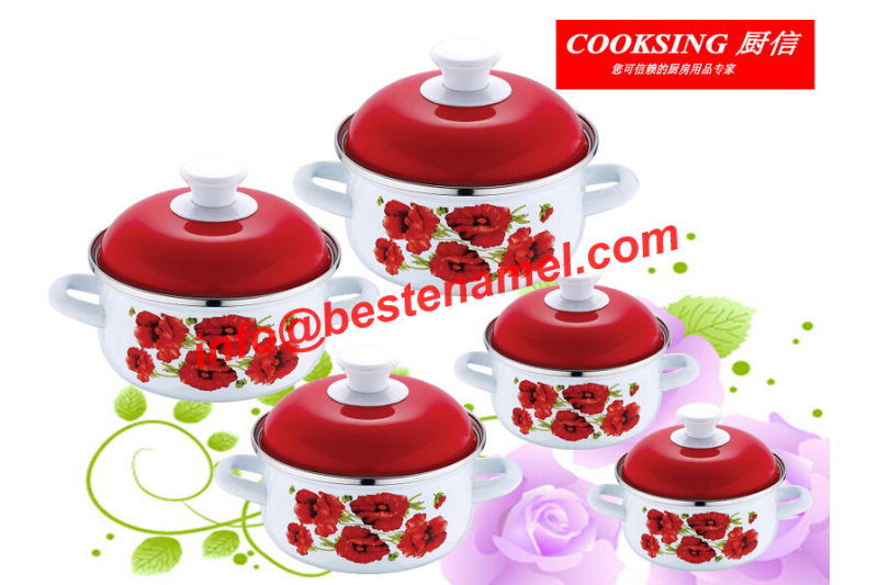 BK-8801DE 5 PCS Enamel Casserole｜Enamel Cookware