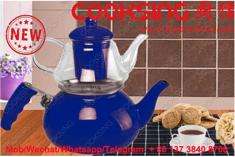 BK-107NG Glass Teapot + Enamel Kettle