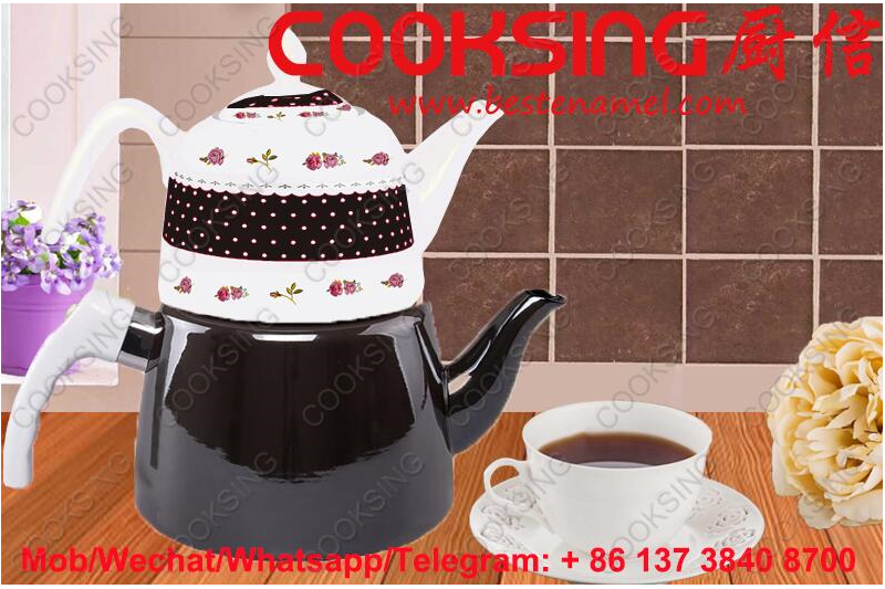 BK-207D Porcelain Teapot+Colorful Enamel Kettle