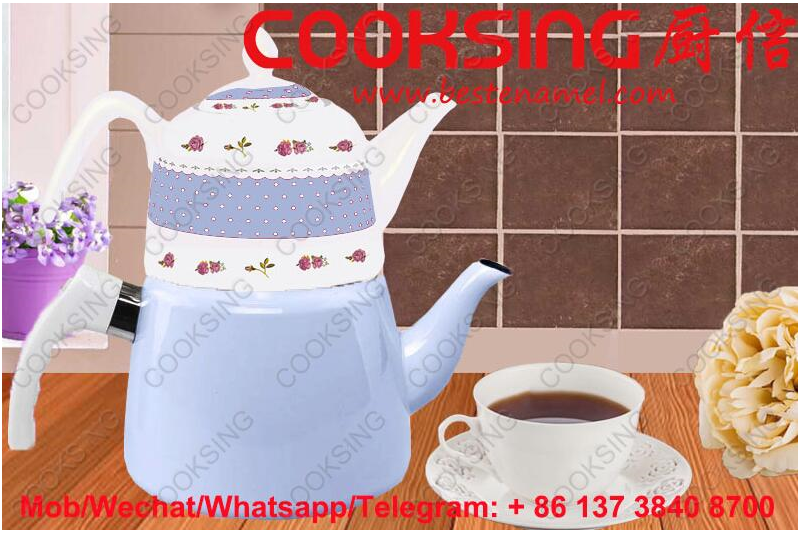 BK-207D Porcelain Teapot+Colorful Enamel Kettle