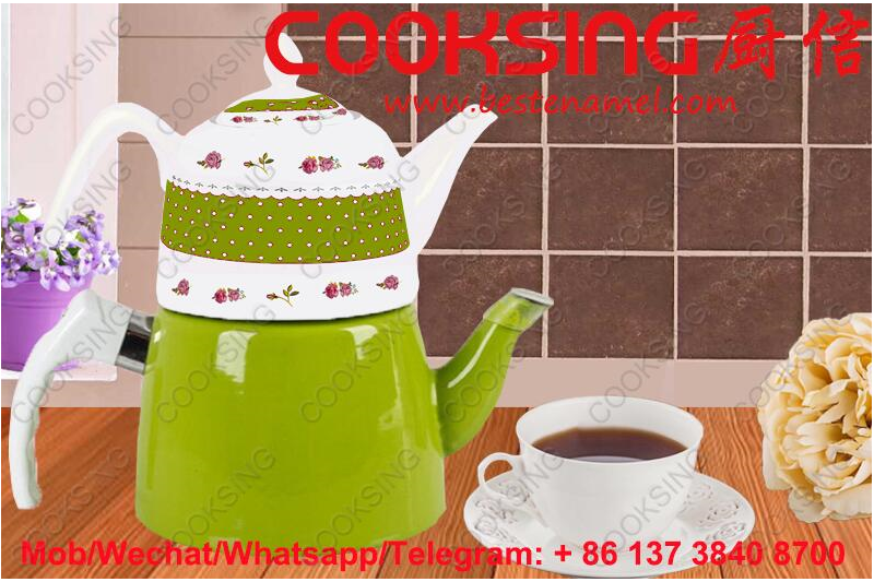 BK-207D Porcelain Teapot+Colorful Enamel Kettle