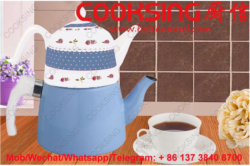 BK-207D Porcelain Teapot+Colorful Enamel Kettle