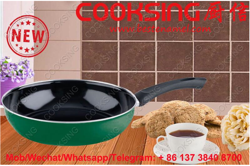 Enamel Colorfull Fry Pan With Bakelite Handle （Inner Black）