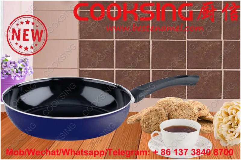 Enamel Colorfull Fry Pan With Bakelite Handle （Inner Black）