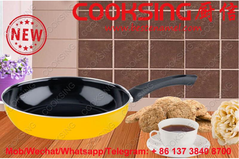 Enamel Colorfull Fry Pan With Bakelite Handle （Inner Black）