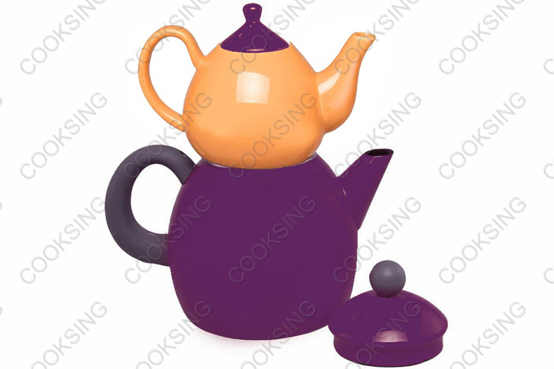 BK-3207D 1.0L Colorful Porcelain Teapot +3.2L Colorful Enamel Kettle With Black Bakelite Handles