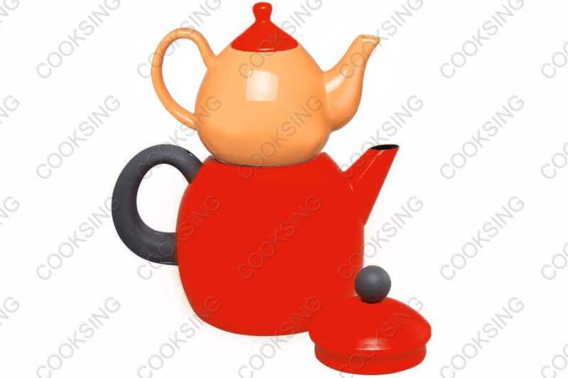 BK-3207D 1.0L Colorful Porcelain Teapot +3.2L Colorful Enamel Kettle With Black Bakelite Handles