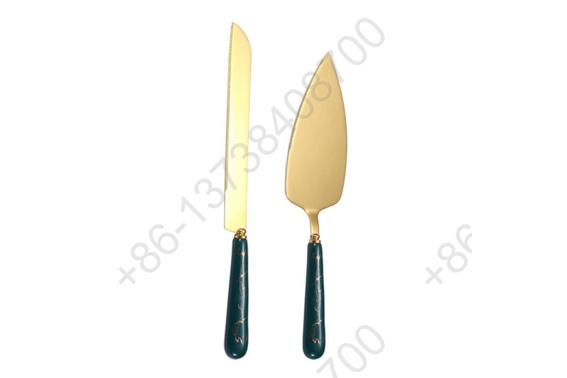 2Pcs Ceramic Handle Cake Knife Shovel And Pizza Shovel Butter Knife Cheese Set