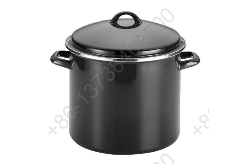 0.8mm Enamel High Stock Cookware Pot With Enamel Cover And Holly Handle