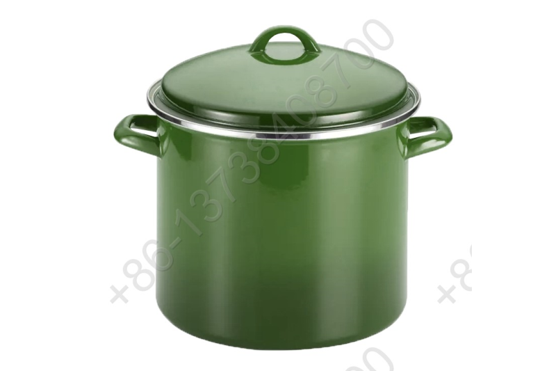 0.8mm Enamel High Stock Cookware Pot With Enamel Cover And Holly Handle