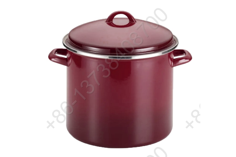 0.8mm Enamel High Stock Cookware Pot With Enamel Cover And Holly Handle