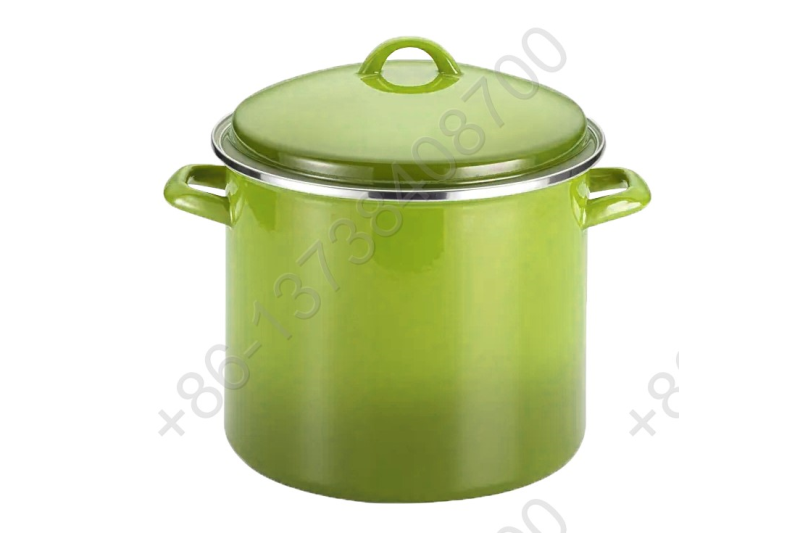 0.8mm Enamel High Stock Cookware Pot With Enamel Cover And Holly Handle