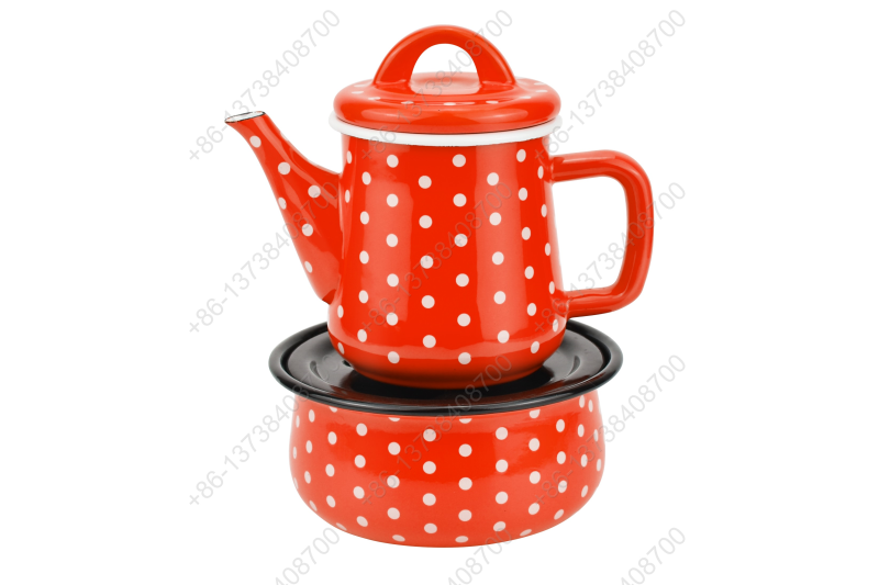 0.6L Colorful Arabic Enamel Teapot Kettle With Heated Bowl Set