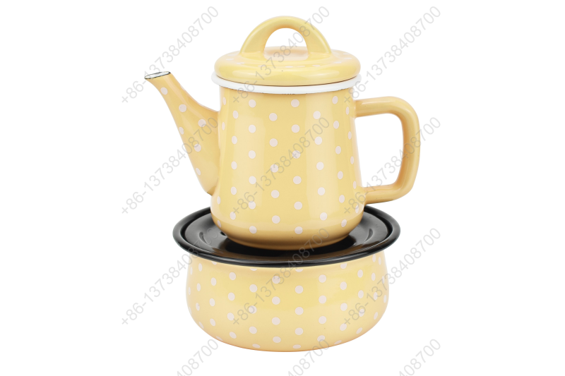 0.6L Colorful Arabic Enamel Teapot Kettle With Heated Bowl Set