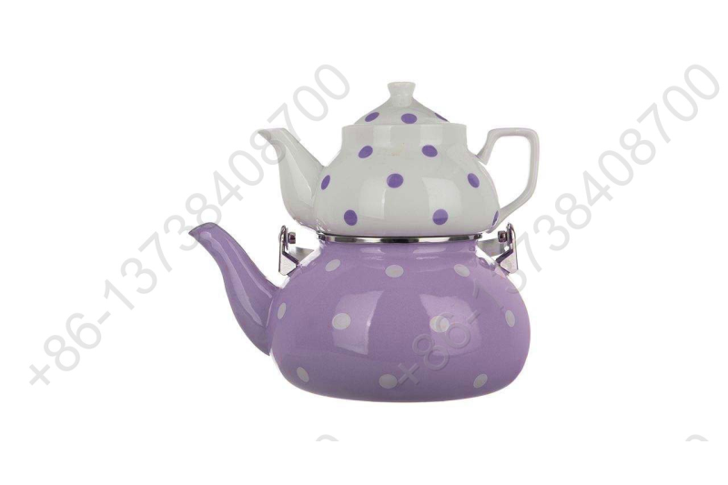 BK-807ED 0.75L Porcelain Teapot+2.3L Enamel Kettle Set With Dot Decals