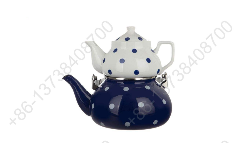 BK-807ED 0.75L Porcelain Teapot+2.3L Enamel Kettle Set With Dot Decals