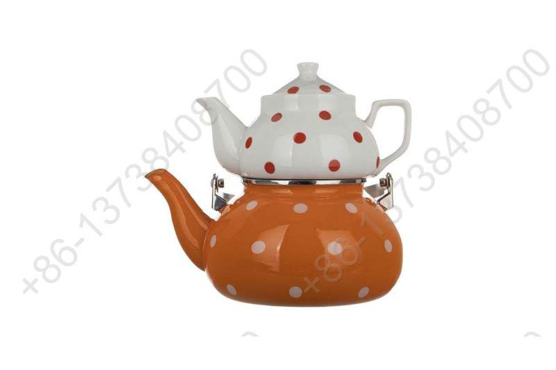 BK-807ED 0.75L Porcelain Teapot+2.3L Enamel Kettle Set With Dot Decals