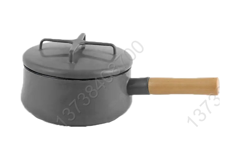 20cm European Style Colorful Enamel Coated Cookware Pot With Enamel Cover And Single Wooden Handles