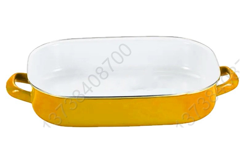 Colorful Enamel Coated Bakeware Enamel Baking Pan With Metal Handles