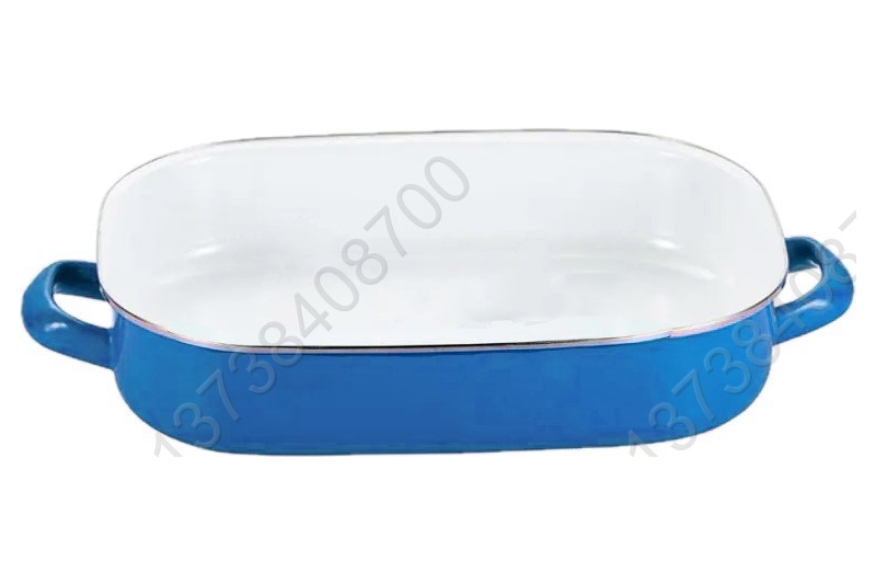 Colorful Enamel Coated Bakeware Enamel Baking Pan With Metal Handles