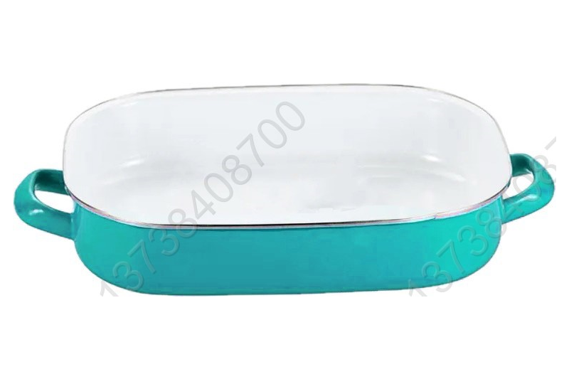 Colorful Enamel Coated Bakeware Enamel Baking Pan With Metal Handles