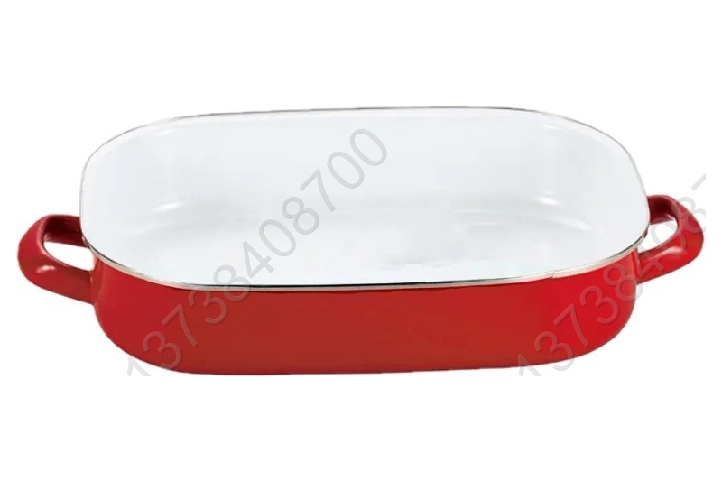 Colorful Enamel Coated Bakeware Enamel Baking Pan With Metal Handles