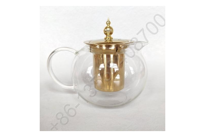 0.8L/1.0L/1.2L Luxury High Quality Tea Pot Gold Stainless Steel Filter And Lid Glass Handle Heat Resistant Glass Teapot