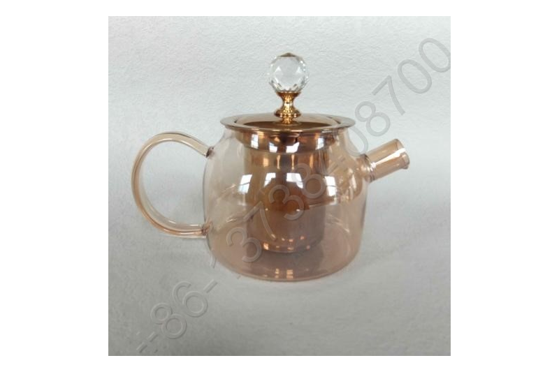 0.6L/0.8L/1.0L Luxury High Quality Tea Pot Gold Stainless Steel Filter And Lid Glass Handle Heat Resistant Glass Teapot