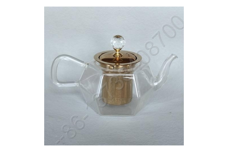 1.0L/1.2L/1.5L Luxury High Quality Tea Pot Gold Stainless Steel Filter And Lid Glass Handle Heat Resistant Glass Teapot