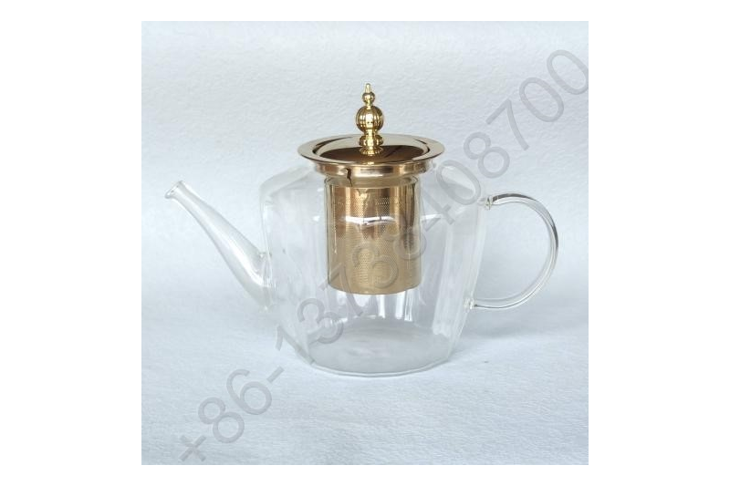 1.0L/1.2L/1.5L Luxury High Quality Tea Pot Gold Stainless Steel Filter And Lid Glass Handle Heat Resistant Glass Teapot