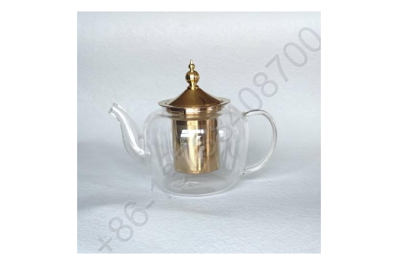 0.8L/1.0L/1.2L Luxury High Quality Tea Pot Gold Stainless Steel Filter And Lid Glass Handle Heat Resistant Glass Teapot