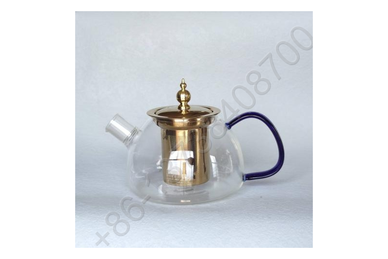 0.6L/ 0.8L/1.0L Luxury High Quality Tea Pot Gold Stainless Steel Filter And Lid Glass Handle Heat Resistant Glass Teapot