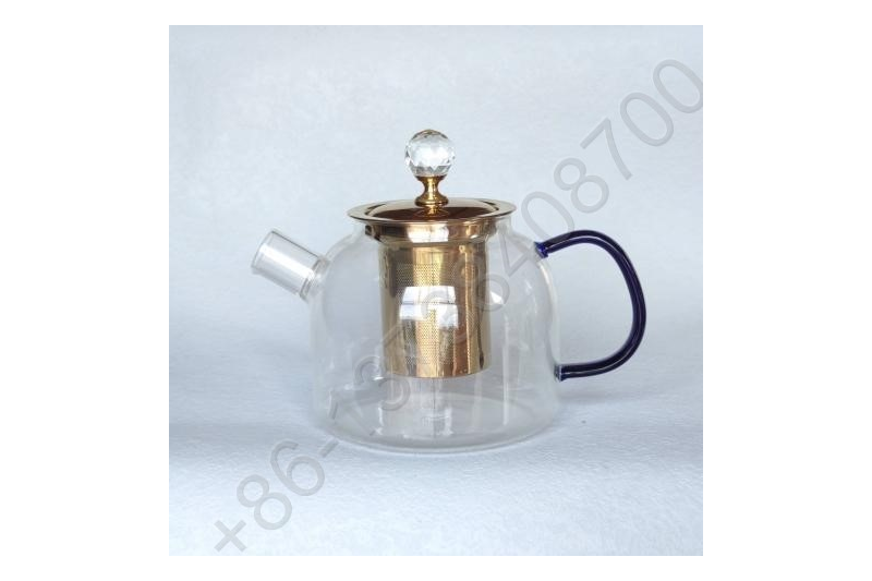 0.6L/ 0.8L/1.0L Luxury High Quality Tea Pot Gold Stainless Steel Filter And Lid Glass Handle Heat Resistant Glass Teapot