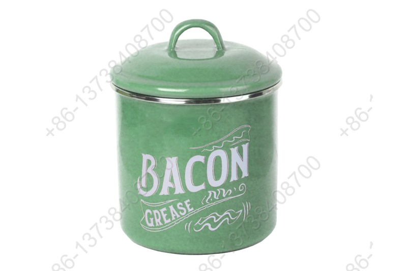 Enamel Bacon Grease Vintage Storage Container With Mesh Strainer Dedicated Pan Dripping Containers