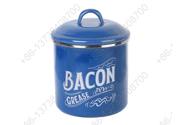 Enamel Bacon Grease Vintage Storage Container With Mesh Strainer Dedicated Pan Dripping Containers