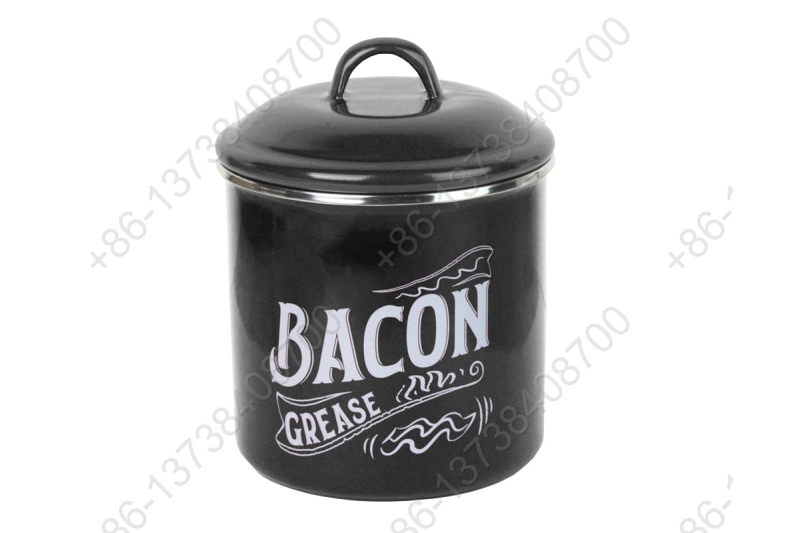 Enamel Bacon Grease Vintage Storage Container With Mesh Strainer Dedicated Pan Dripping Containers