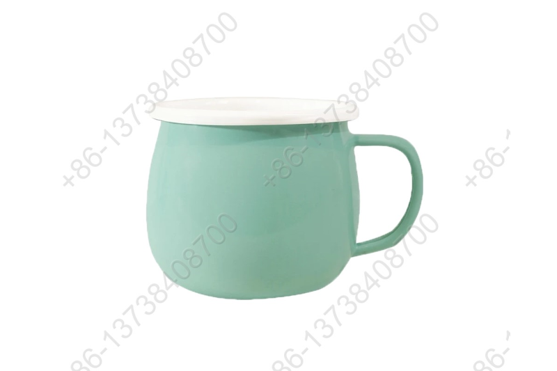 Custom Enamel Belly Shape Coffee Cups And Mugs Enamel Big Belly Shape Coffee Mug With Handles