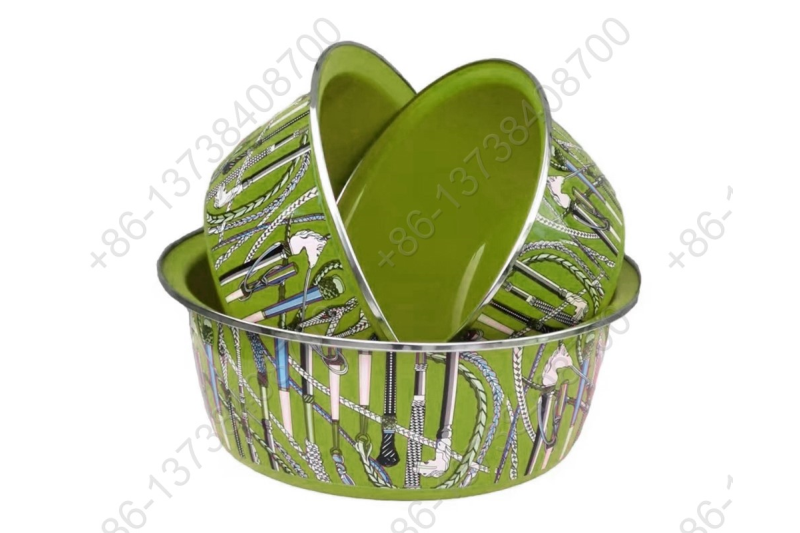 24/28/32CM 3 Pcs Colorful Enamel Pot Bowl Basin Enamel Carbon Steel Basin Bowl Pot Home Kitchen Durable Washing Basin