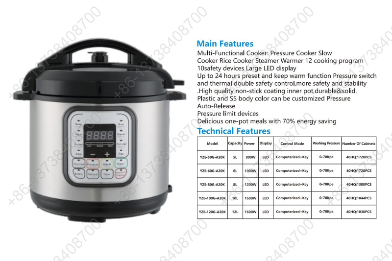 Electric Pressure Cooker Large LCD Screen Pressure Cooker Multi Functional Pressure Cooker Touch Control Pressure Cooker Timer Pressure Cooker Commercial Electric Pressure Cooker