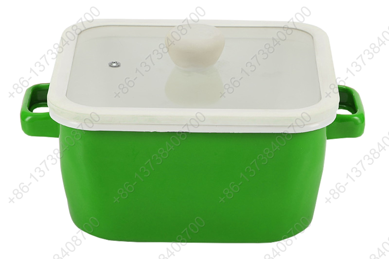 Hot Sale Square Shape Kitchen Cooking Pot Enamel Coating Cookware Square Pan With Glass Lid