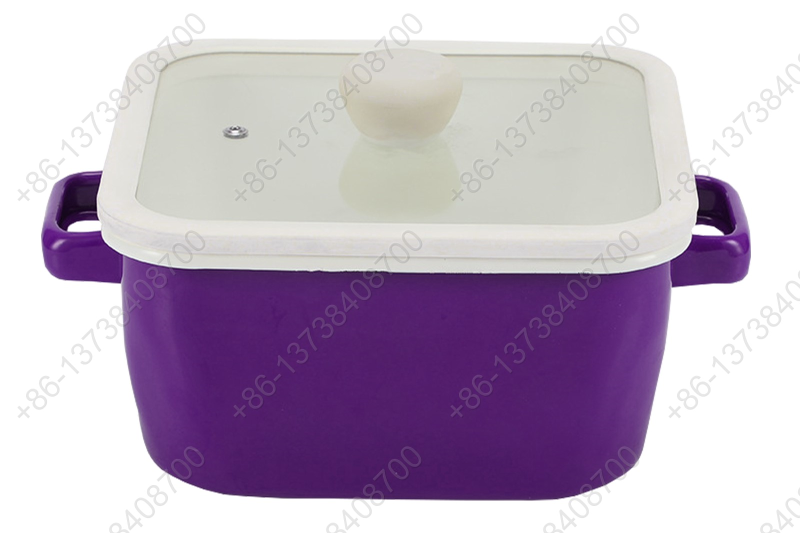 Hot Sale Square Shape Kitchen Cooking Pot Enamel Coating Cookware Square Pan With Glass Lid