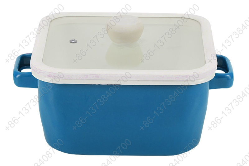 Hot Sale Square Shape Kitchen Cooking Pot Enamel Coating Cookware Square Pan With Glass Lid