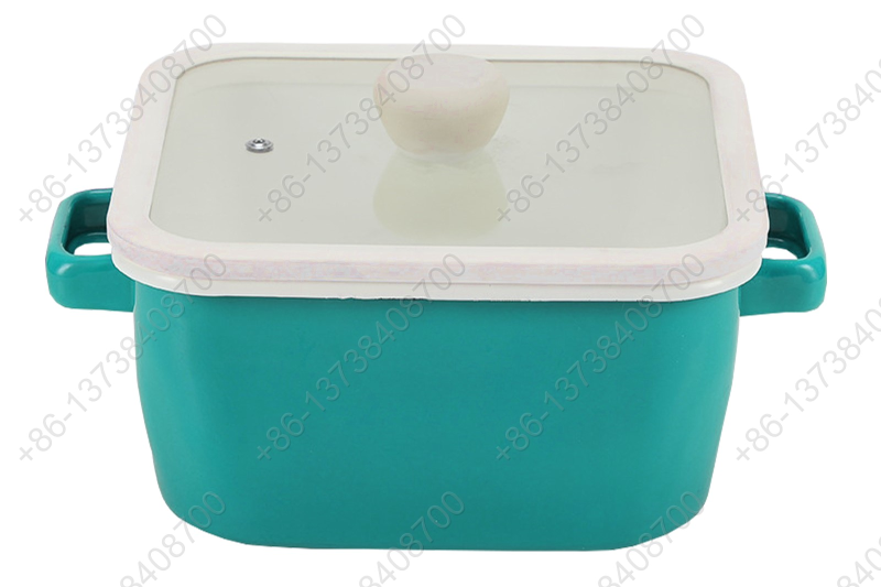 Hot Sale Square Shape Kitchen Cooking Pot Enamel Coating Cookware Square Pan With Glass Lid