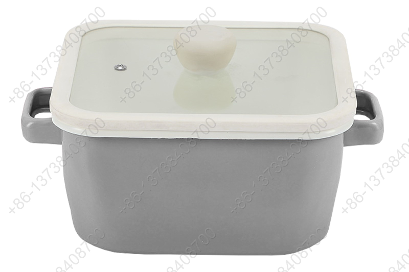 Hot Sale Square Shape Kitchen Cooking Pot Enamel Coating Cookware Square Pan With Glass Lid