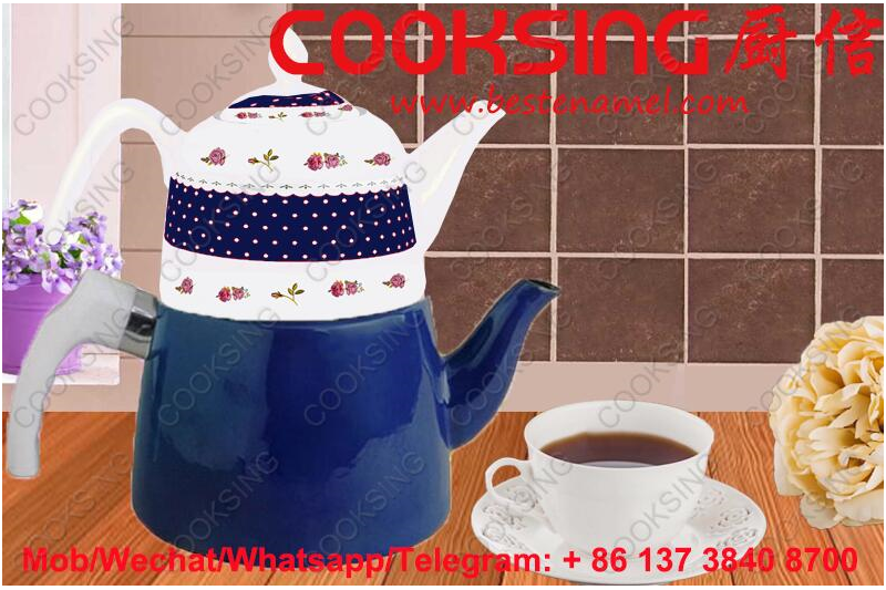 BK-207D Porcelain Teapot+Colorful Enamel Kettle