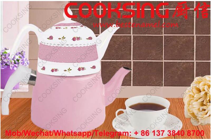 BK-207D Porcelain Teapot+Colorful Enamel Kettle