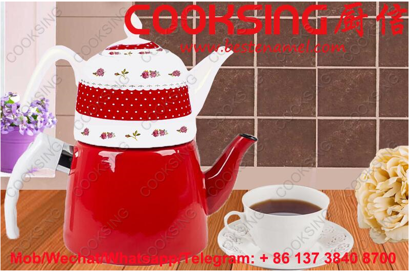 BK-207D Porcelain Teapot+Colorful Enamel Kettle