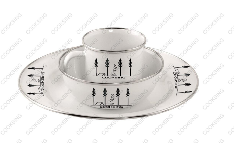 PBM001 Enamel Camping Set: 4*Enamel Plate+4*Enamel Bowl+4*Enamel Mug