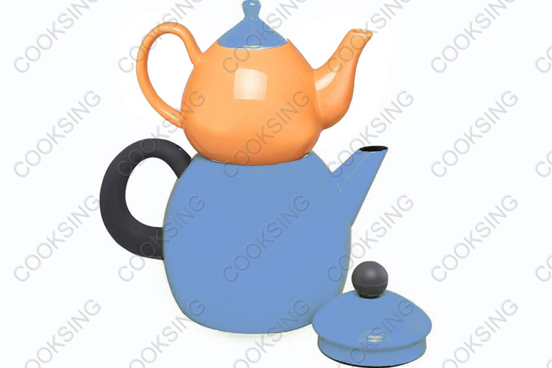 BK-3207D 1.0L Colorful Porcelain Teapot +3.2L Colorful Enamel Kettle With Black Bakelite Handles