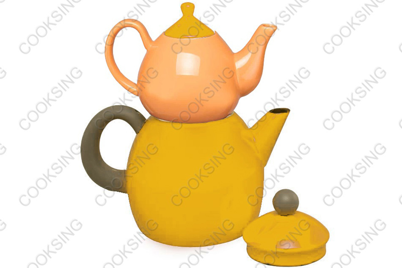 BK-3207D 1.0L Colorful Porcelain Teapot +3.2L Colorful Enamel Kettle With Black Bakelite Handles